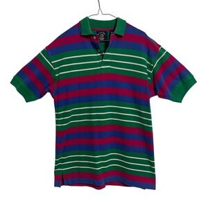 Salty Dog Gant Polo Shirt Mens Large‎ Multi Color Stripe Short Sleeve Excellent